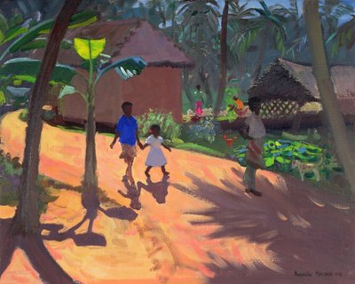 Strada per la spiaggia di Kovalum, Kerala, 1996 da Andrew Macara